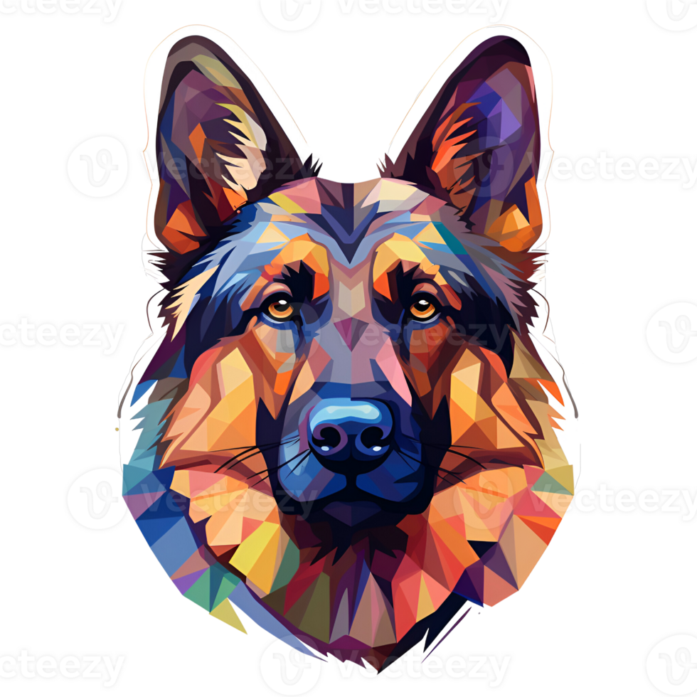 German Shepherd Dog Puppy Artistic Style Painting Drawing Cartoon Style Illustration No Background Perfect for Print on Demand Merchandise AI Generative png