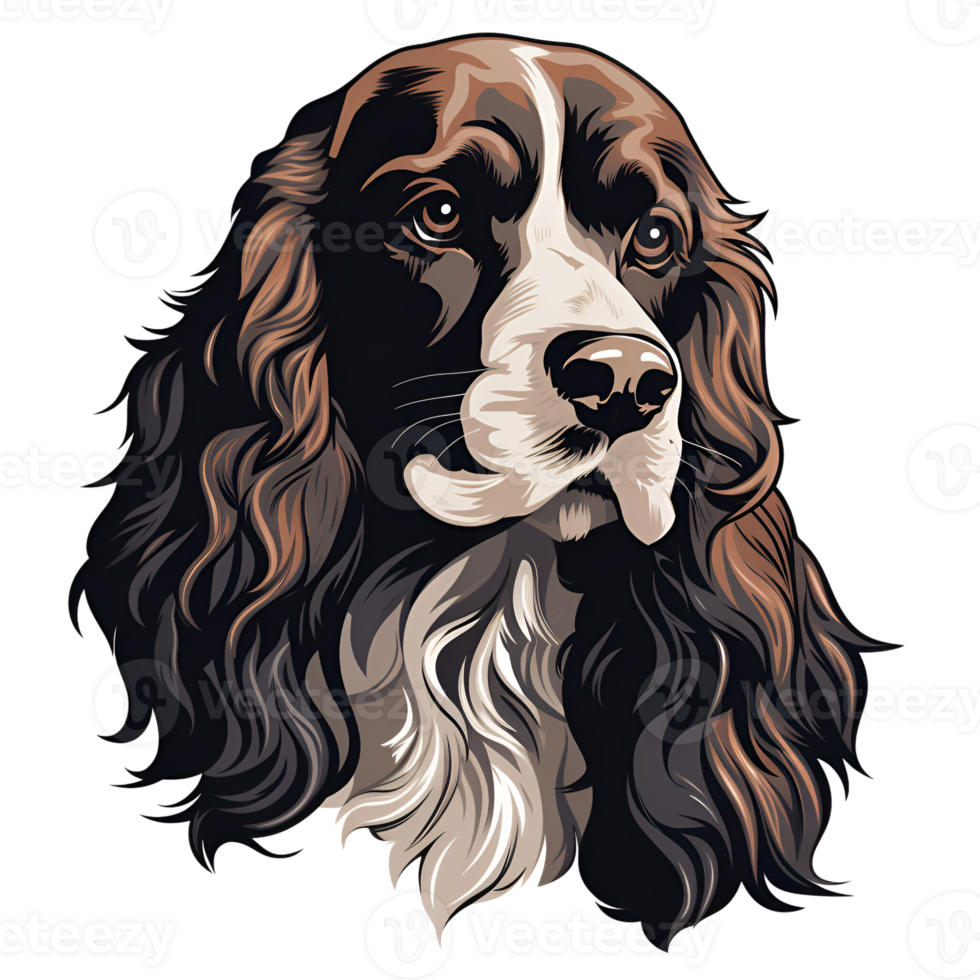 Anglais springer épagneul chien chiot artistique style La peinture dessin dessin animé style illustration non Contexte parfait pour impression sur demande marchandise ai génératif png