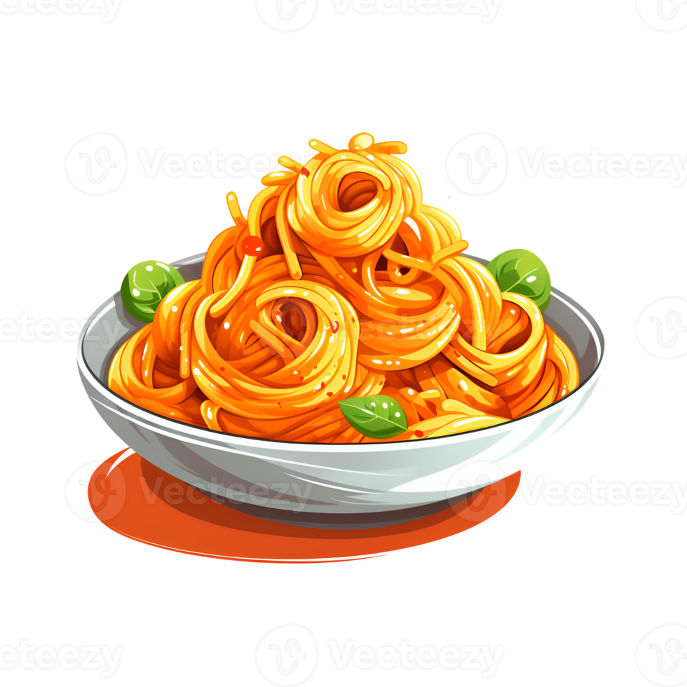 Cartoon Style Pasta Noodle Cartoon Style Illustration No Background Perfect for Print On Demand Merchandise AI Generative png