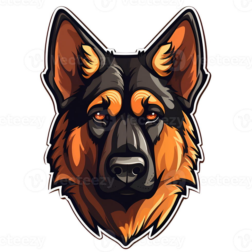 German Shepherd Dog Puppy Artistic Style Painting Drawing Cartoon Style Illustration No Background Perfect for Print on Demand Merchandise AI Generative png