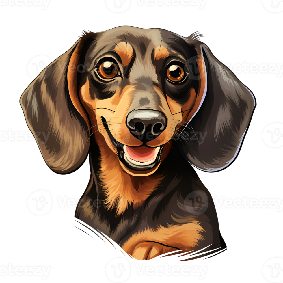 Dachshund Wiener Dog Puppy Cartoon Style Logo Artistic Painting Drawing Illustration No Background Perfect for Print on Demand Merchandise AI Generative png