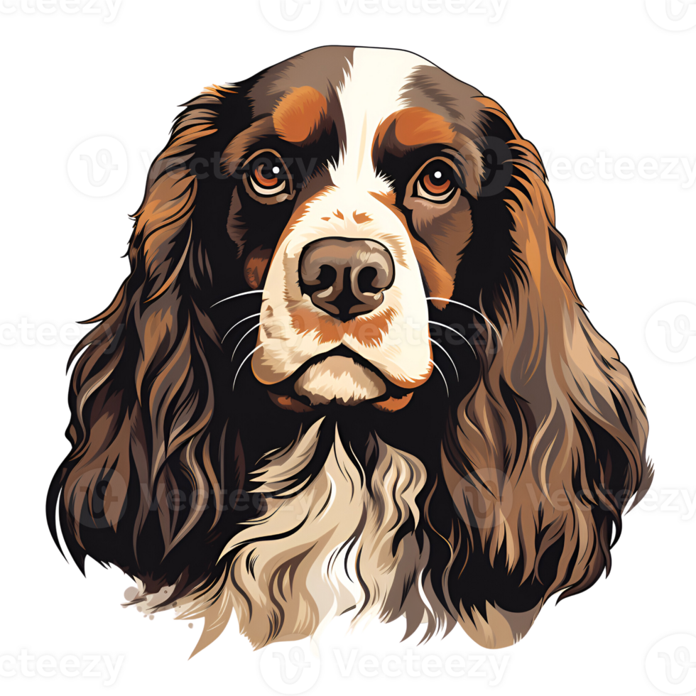 English Springer Spaniel Dog Puppy Artistic Style Painting Drawing Cartoon Style Illustration No Background Perfect for Print On Demand Merchandise AI Generative png