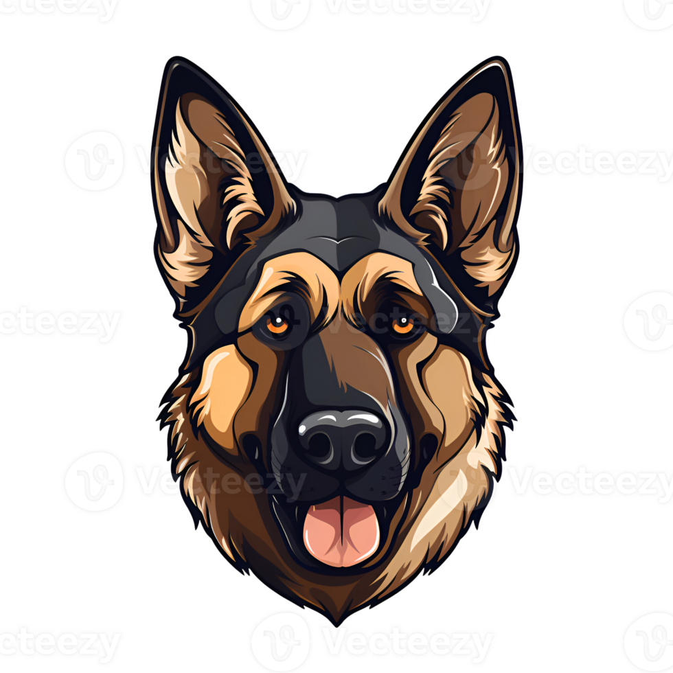 German Shepherd Dog Puppy Artistic Style Painting Drawing Cartoon Style Illustration No Background Perfect for Print on Demand Merchandise AI Generative png