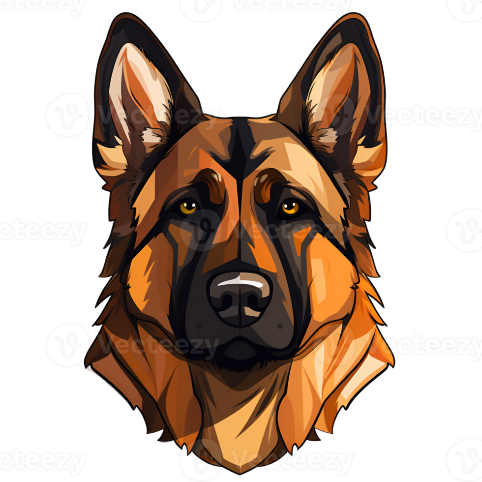 German Shepherd Dog Puppy Artistic Style Painting Drawing Cartoon Style Illustration No Background Perfect for Print on Demand Merchandise AI Generative png