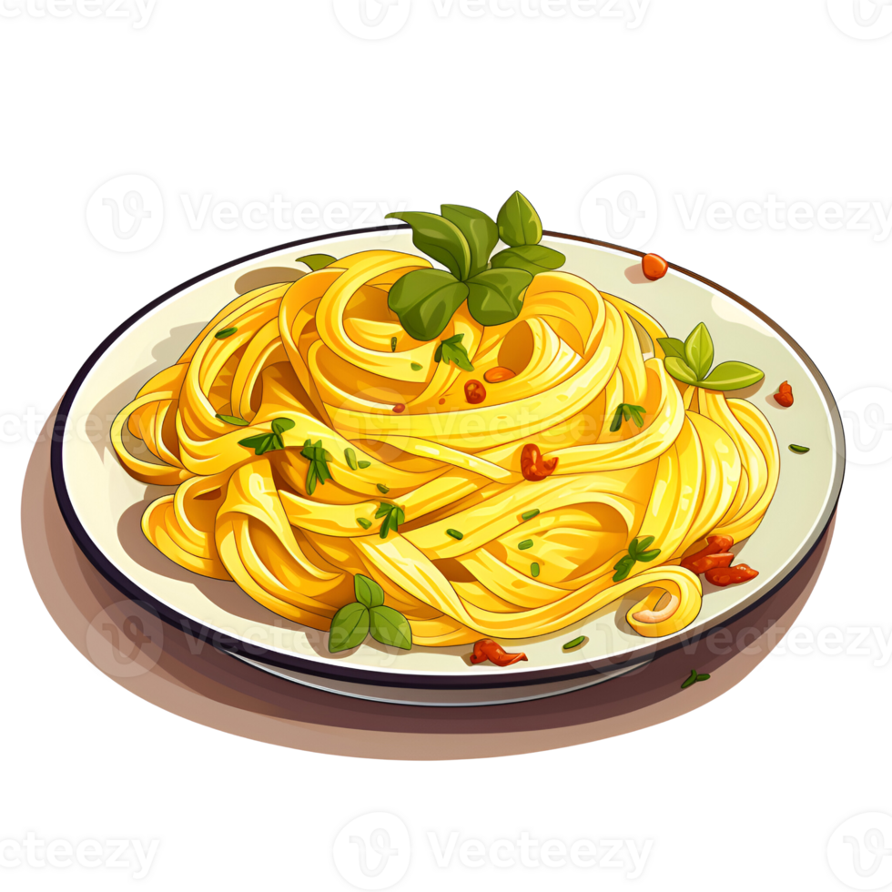 Cartoon Style Pasta Noodle Cartoon Style Illustration No Background Perfect for Print On Demand Merchandise AI Generative png