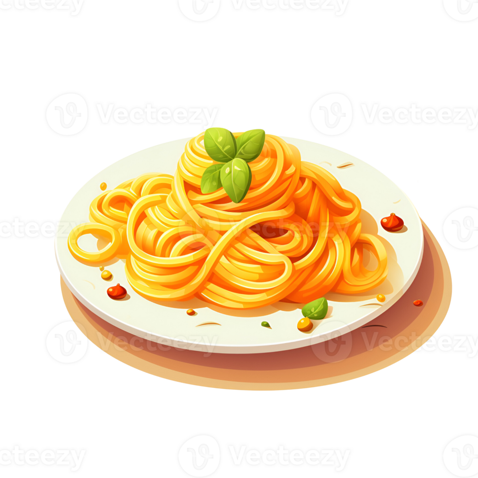 Cartoon Style Pasta Noodle Cartoon Style Illustration No Background Perfect for Print On Demand Merchandise AI Generative png