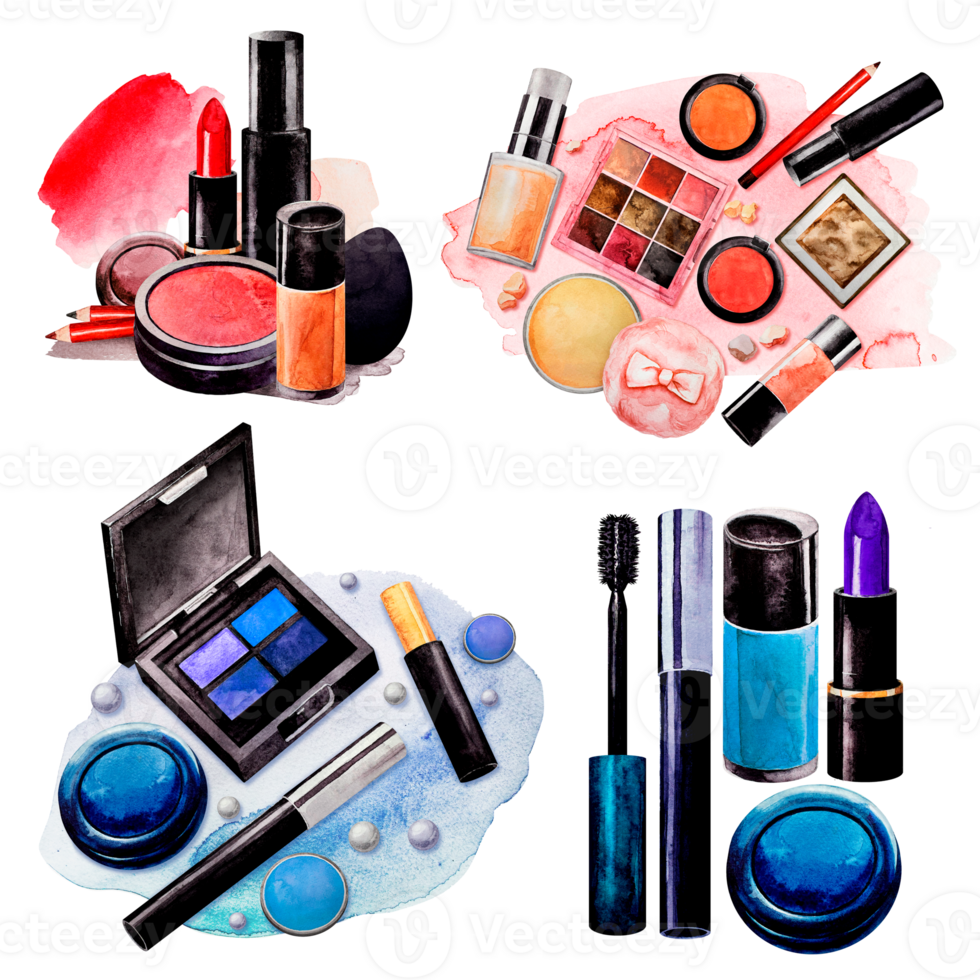 Set of decorative cosmetics. Makeup. Watercolor. Isolated. For card or banner png