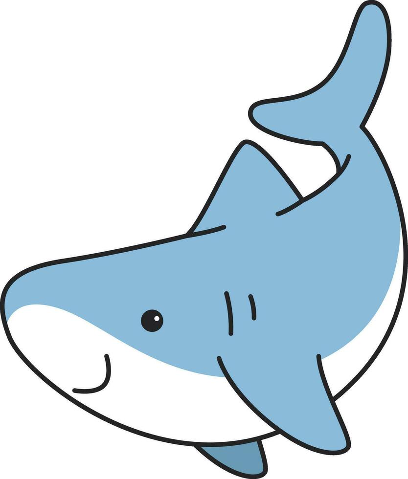 linda dibujos animados tiburón. vector ilustración aislado en un blanco antecedentes.