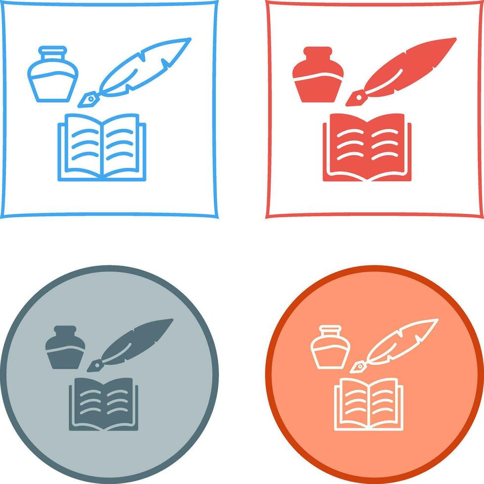 Unique Quill and Book Vector Icon