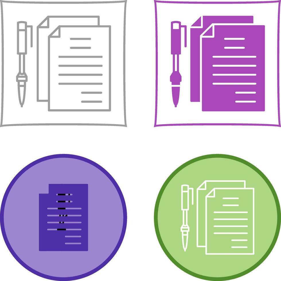 Unique Documents and Pen Vector Icon