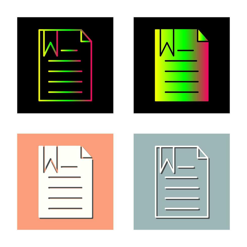 Unique Bookmarked Document Vector Icon