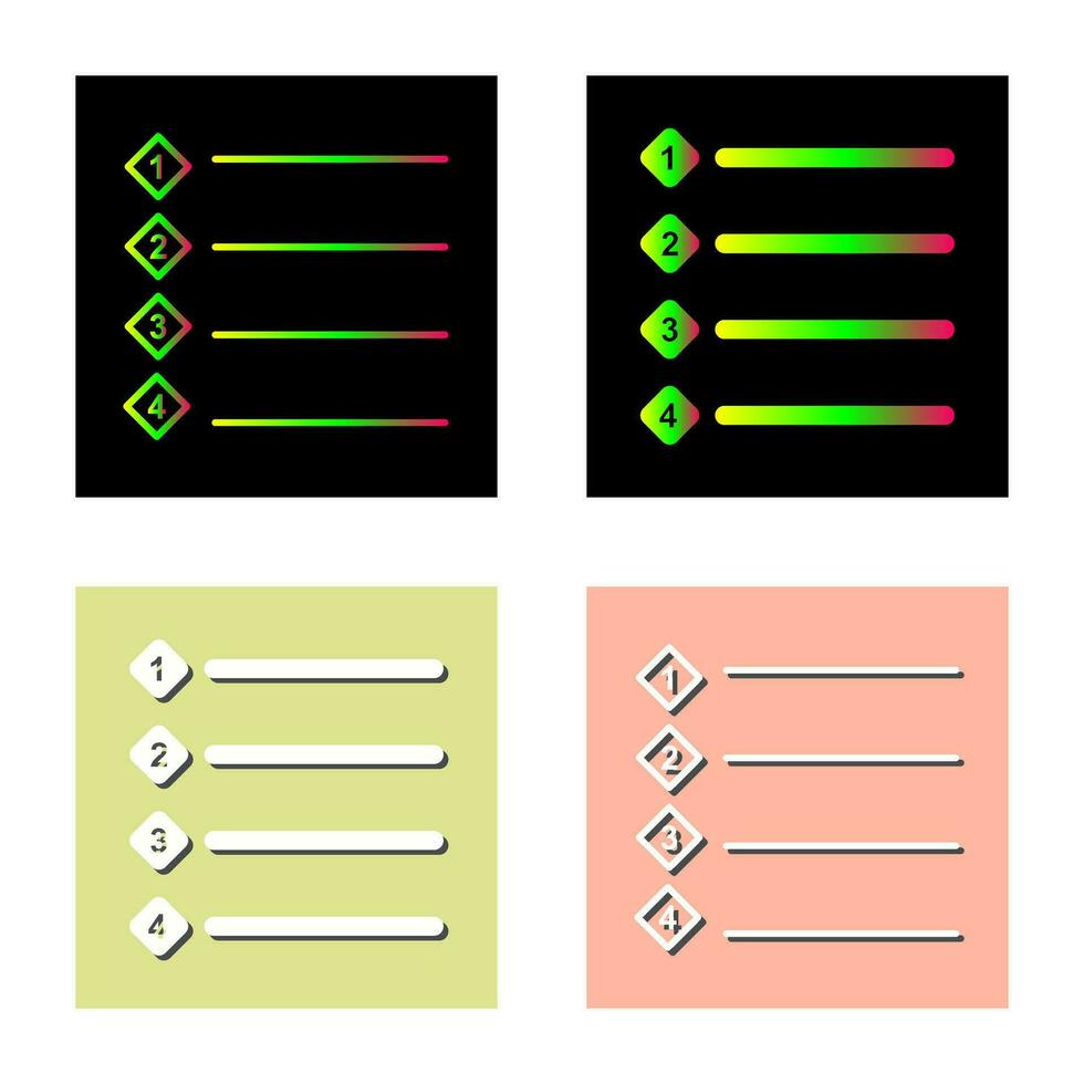Unique Numbered list Vector Icon