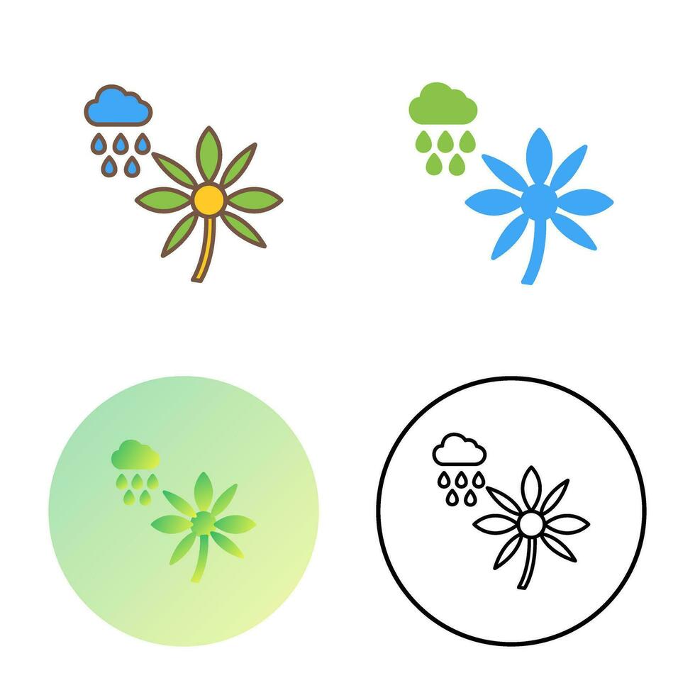 Flower with rain Vector Icon