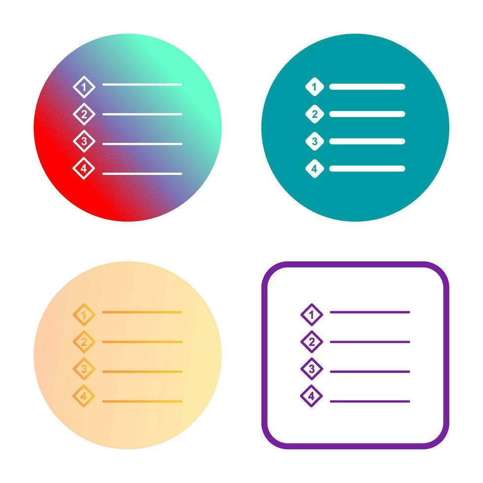 Unique Numbered list Vector Icon