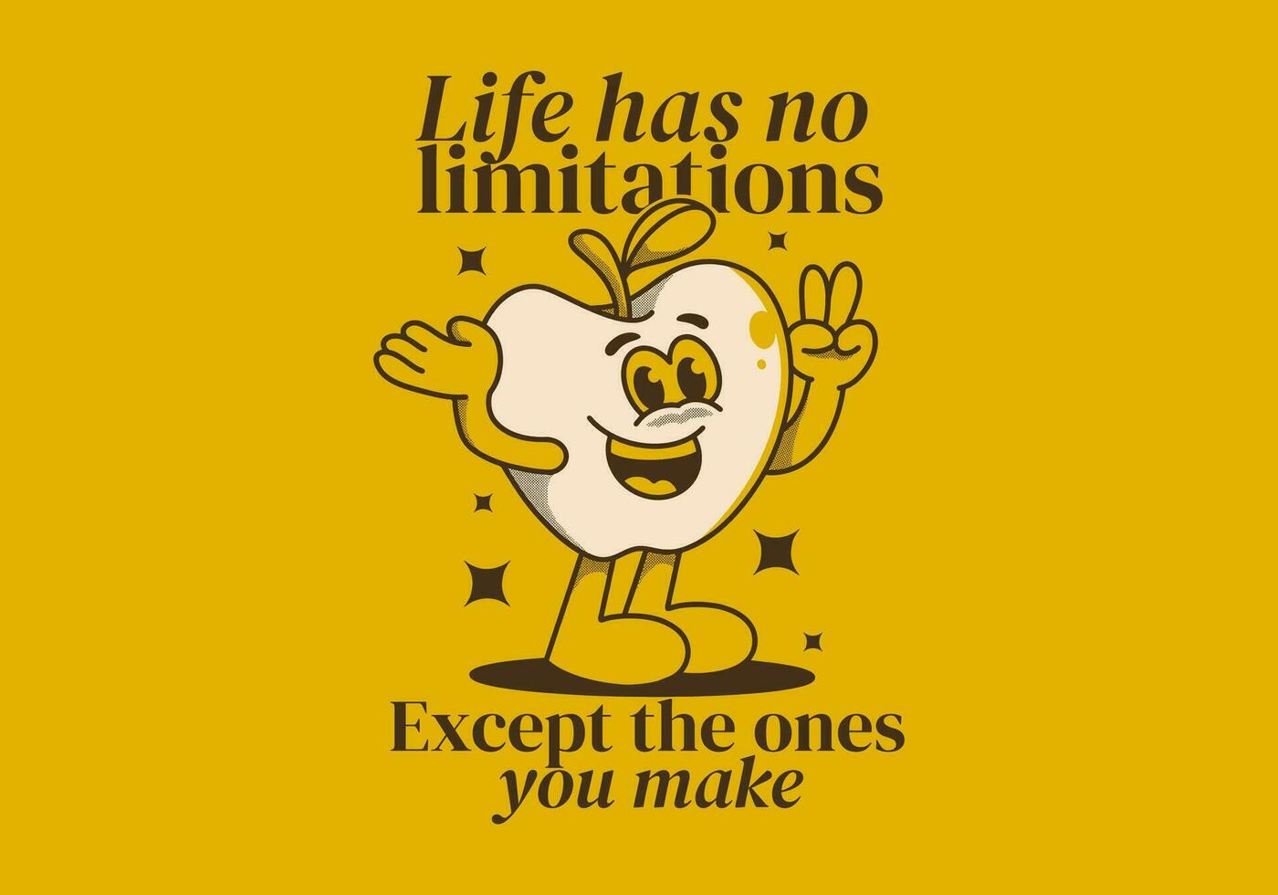 vida tiene No limitaciones, excepto el unos usted hacer. mascota personaje ilustración de contento manzana Fruta vector