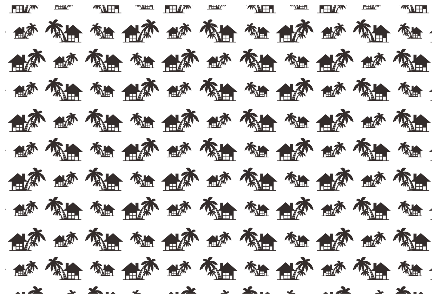 House With Palm Tree Silhouette Pattern Background png