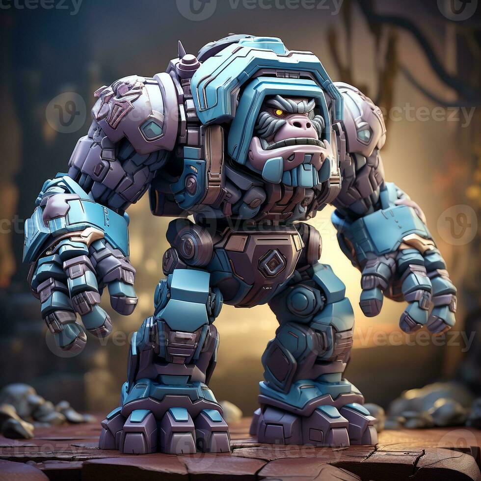 3d Robot cartoon gorilla full body photo