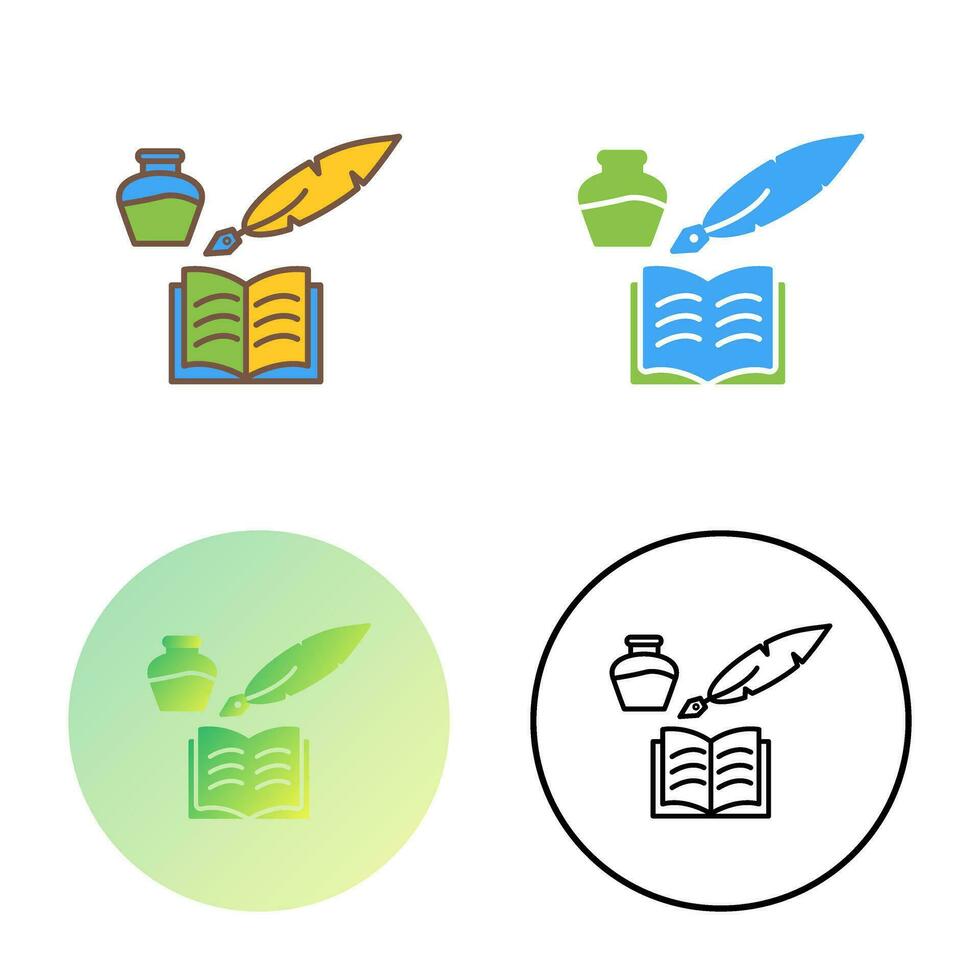 Unique Quill and Book Vector Icon