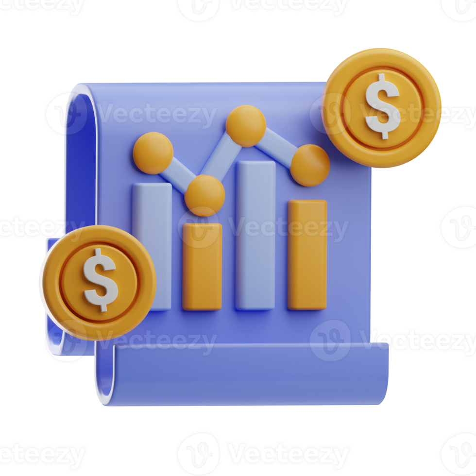 Bank report illustration 3d png