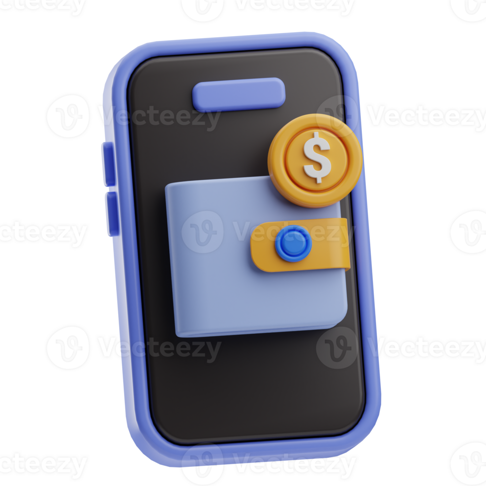 Digital wallet illustration 3d png