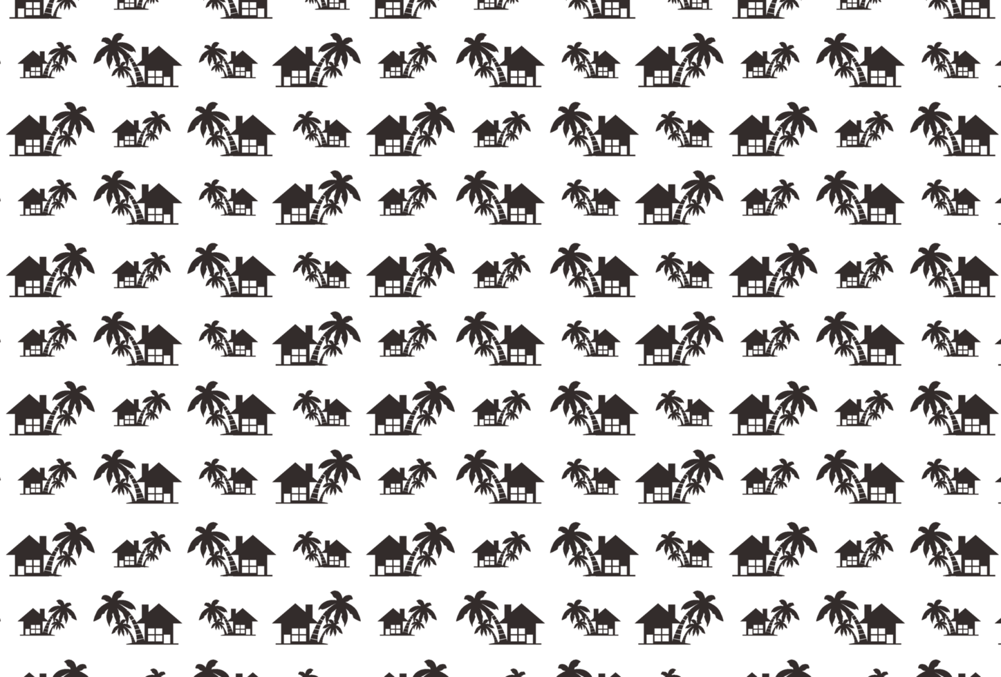 House With Palm Tree Silhouette Pattern Background png