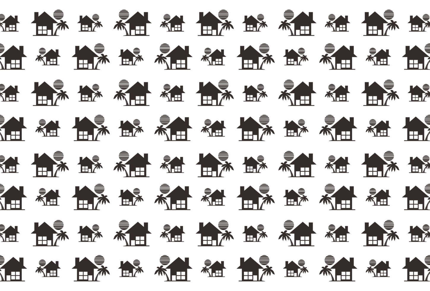 House With Palm Tree Silhouette Pattern Background png