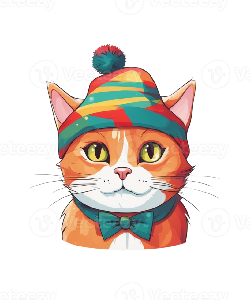 AI Generative Christmas Santa Cat Clipart Illustration for Print on Demand Business is Also perfect for any other project png