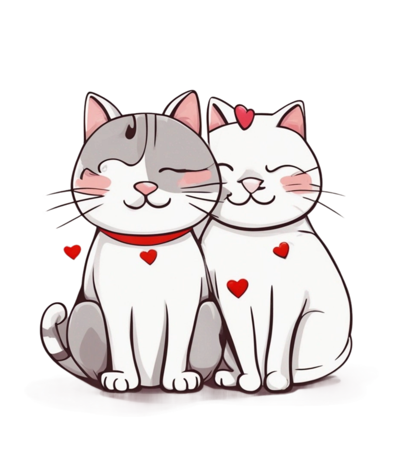 Free AI Generative Valentines Lover Cat Clipart Illustration for Print on Demand Business is Also perfect for any other project png