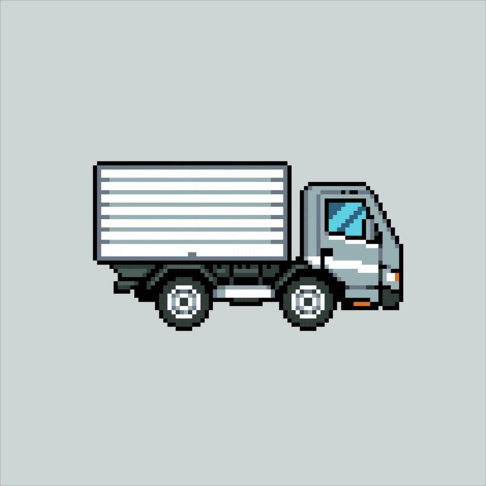 Pixel art illustration Box Truck. Pixelated Box Truck. Box Truck Container pixelated for the pixel art game and icon for website and video game. old school retro. vector