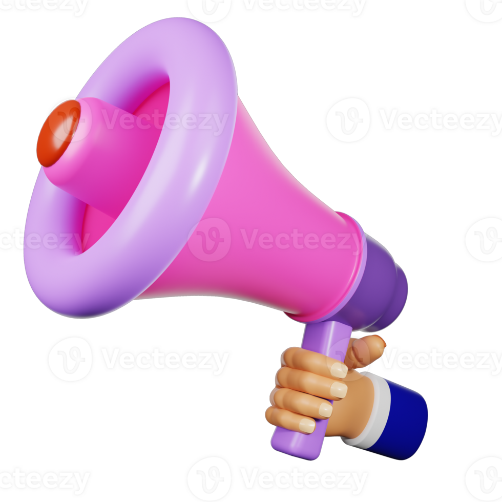 3d hand holding megaphone png