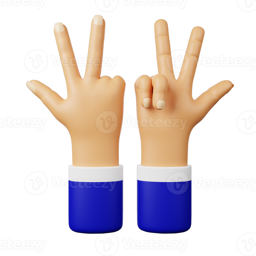 double peace hand 3d icon png