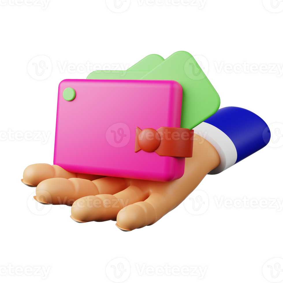 3d hand with wallet png