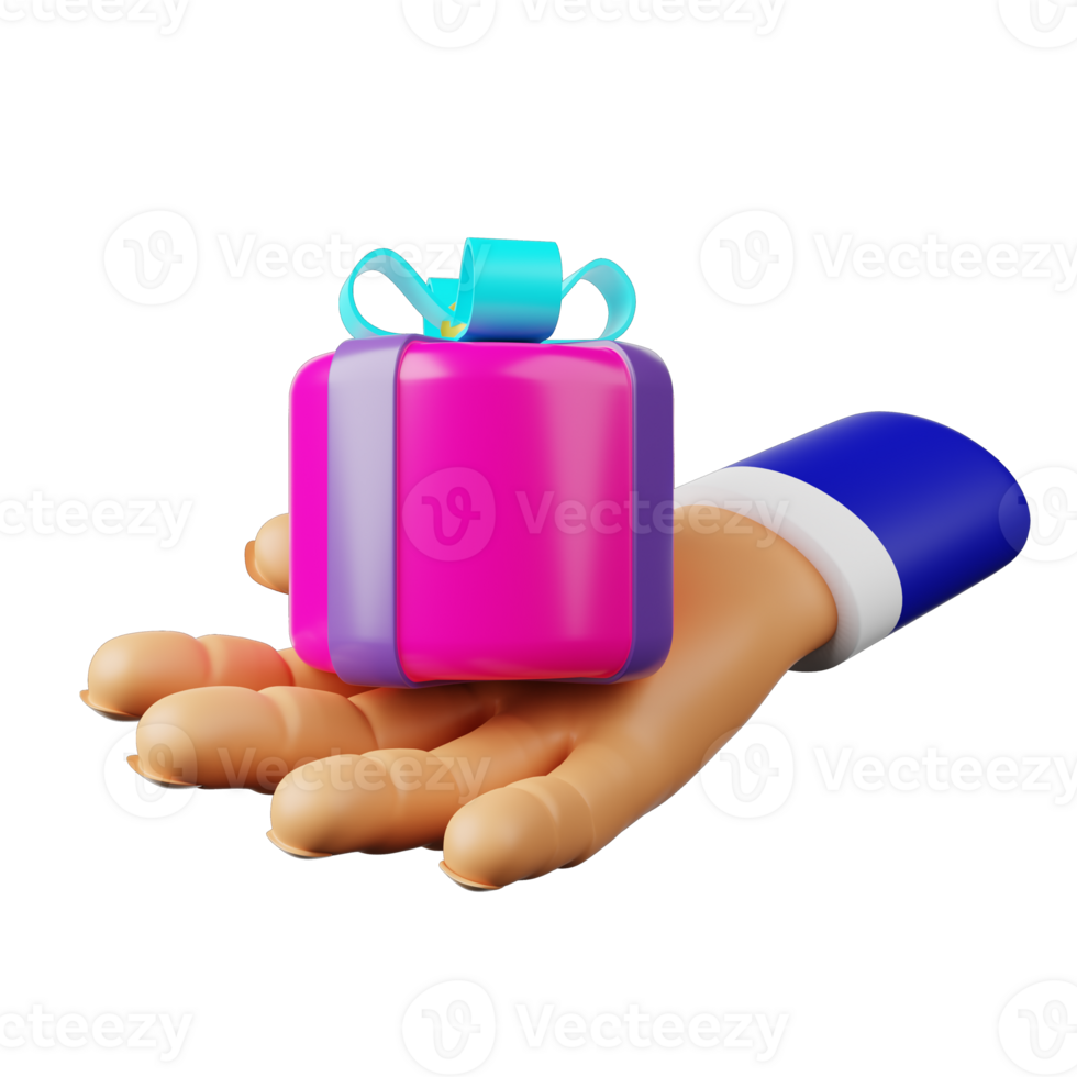 3d hand gift box png