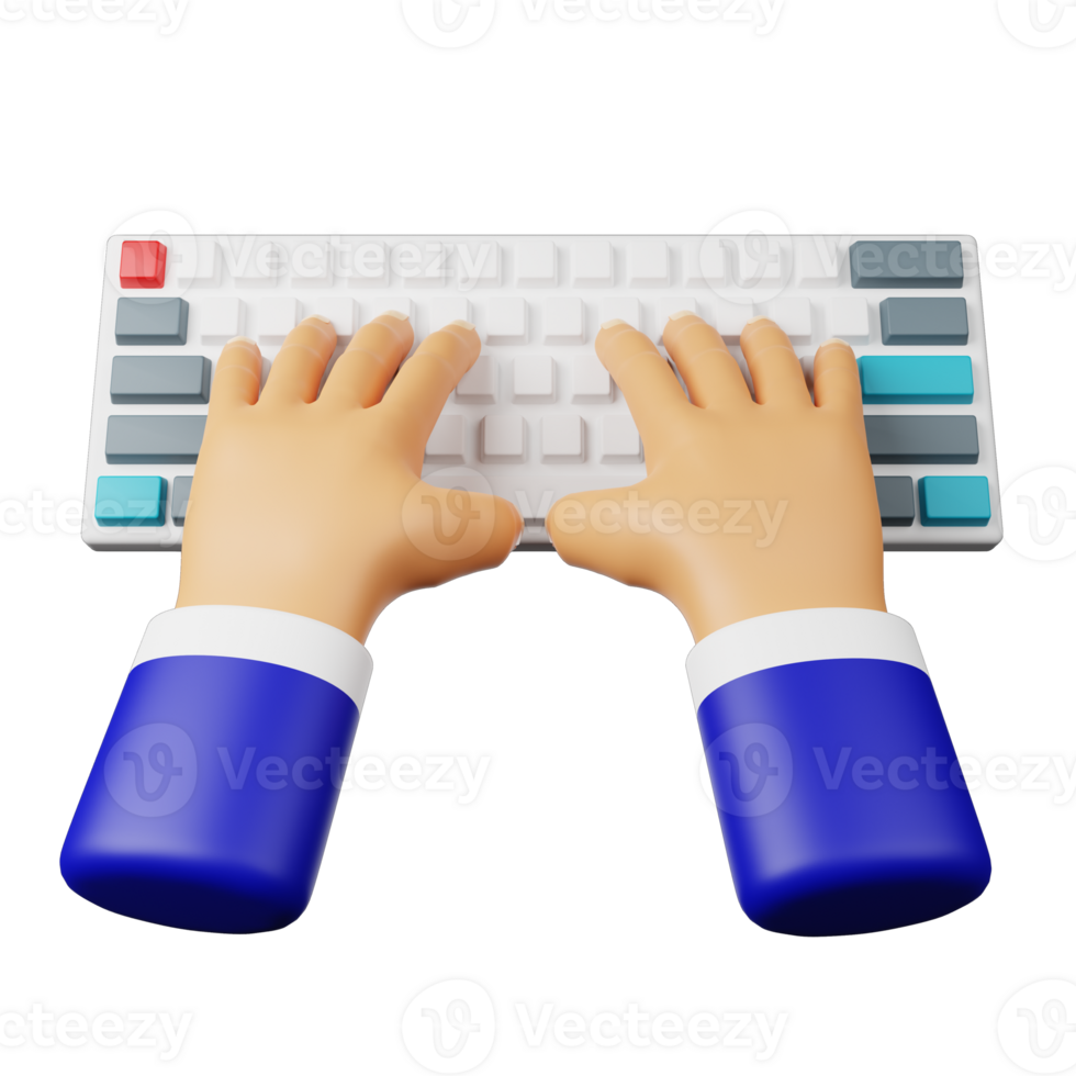 3d hand typing png