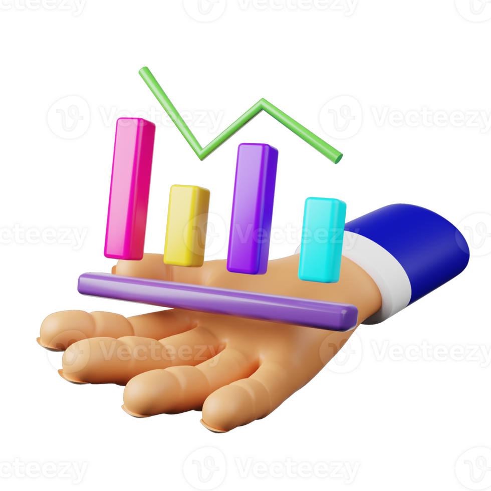 3d icon hand and candle chart png