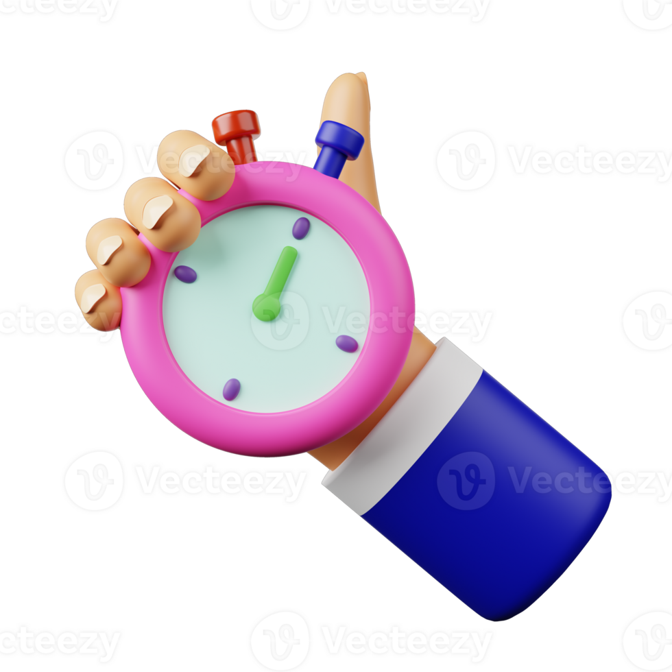 3d hand holding stopwatch png