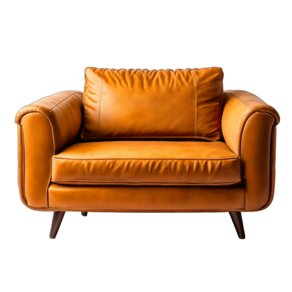 Collection of luxurious elegant cozy leather patterned sofa  with cushions isolated on transparent background PNG AI Generative