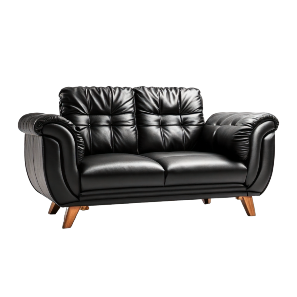 Collection of luxurious elegant cozy leather patterned sofa  with cushions isolated on transparent background PNG AI Generative