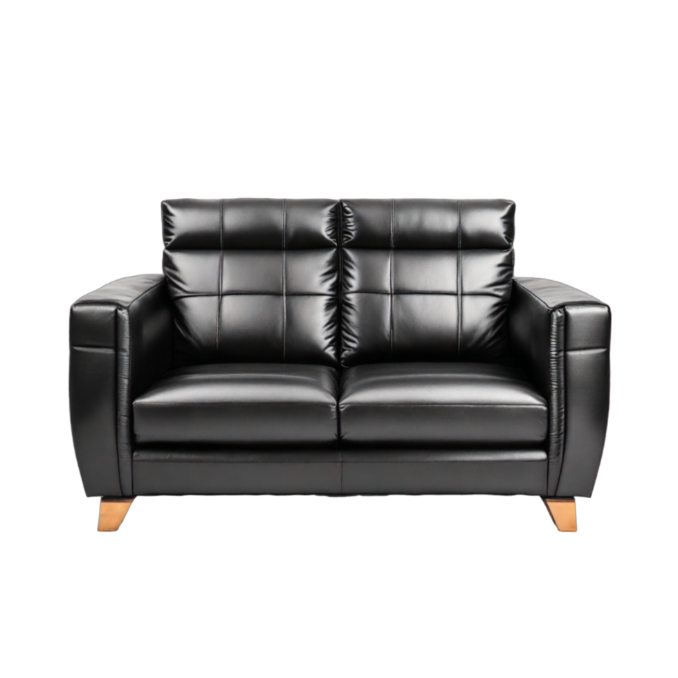 Sammlung von luxuriös elegant gemütlich Leder gemustert Sofa mit Kissen isoliert auf transparent Hintergrund png ai generativ