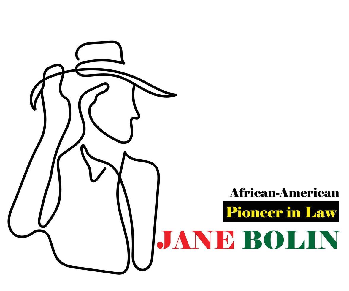 Illustration of Jane Bolin. An african american black man. vector