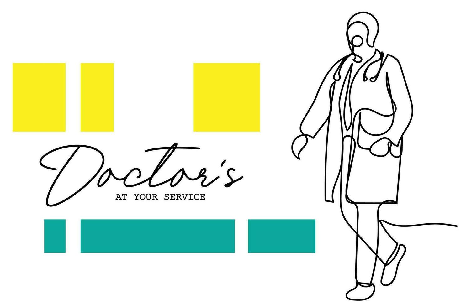 Continuous line art of doctors. vector