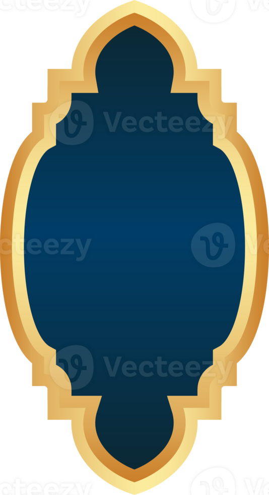 Ramadan golden frame. Islamic window shape. Arabic arch. Muslim vintage border for design. Indian decoration in oriental style. png