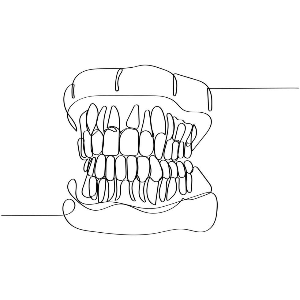 Continuous line art of Orthodontic treatment. Dentists day and respect for their services to humanity vector