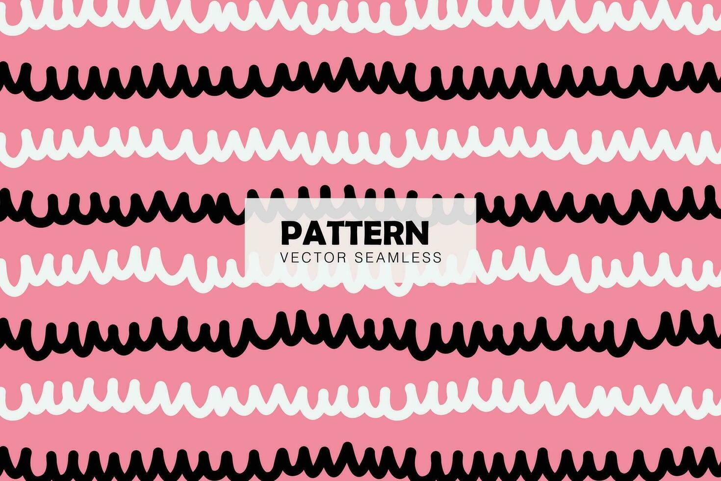 Striped white and black wavy lines abstract pattern pink background seamless repeat pattern vector