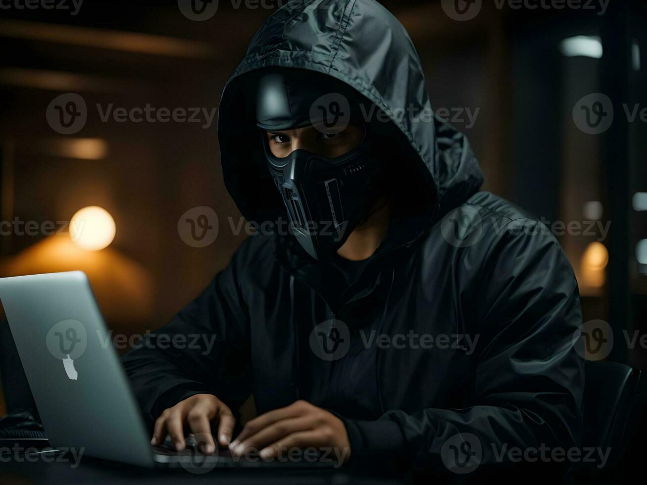 hacker stealing data from laptop photo