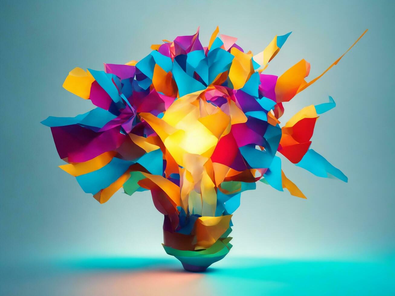 a light bulb explodes, releasing a symphony of whimsical colors photo