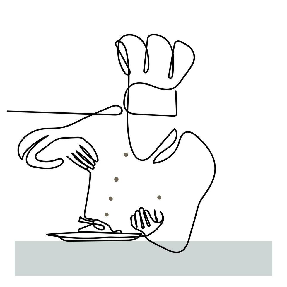 Line art cookery poster. Chef vector art.  Culinary art.