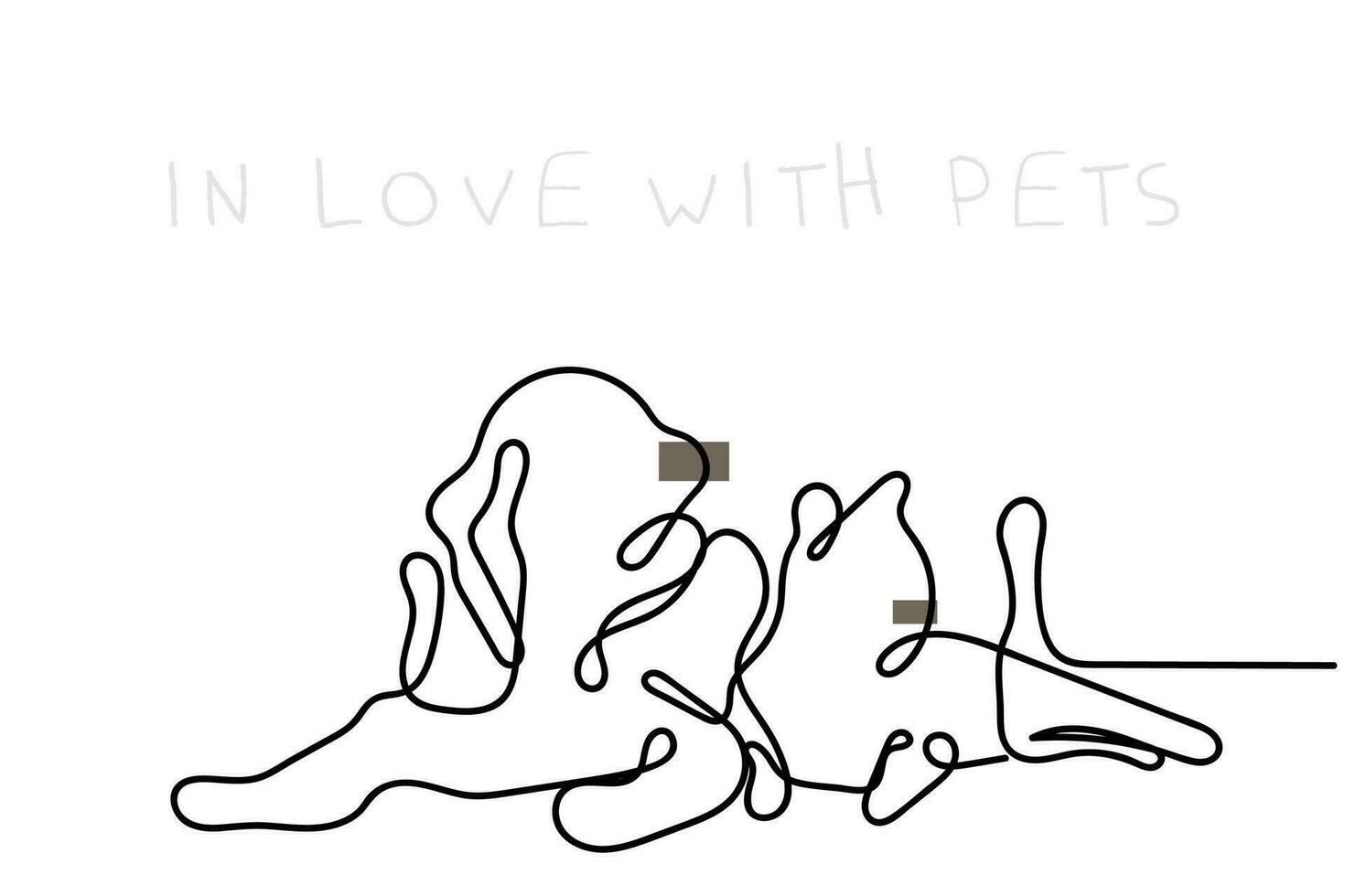 continuo línea Arte de un gato y perro. concepto de impar amistades póster diseño. vector