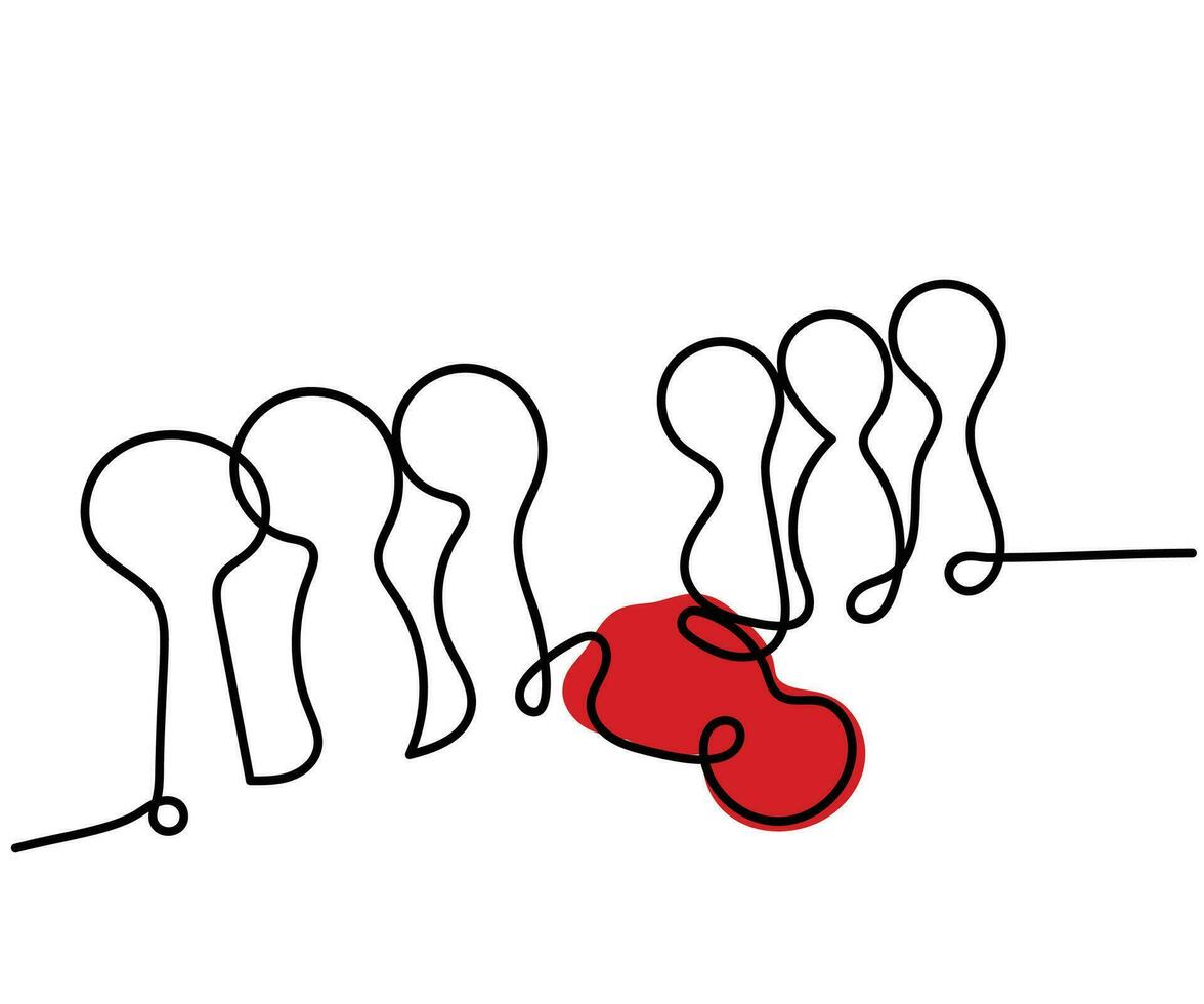 Line art description of a figure highlighted in red. vector