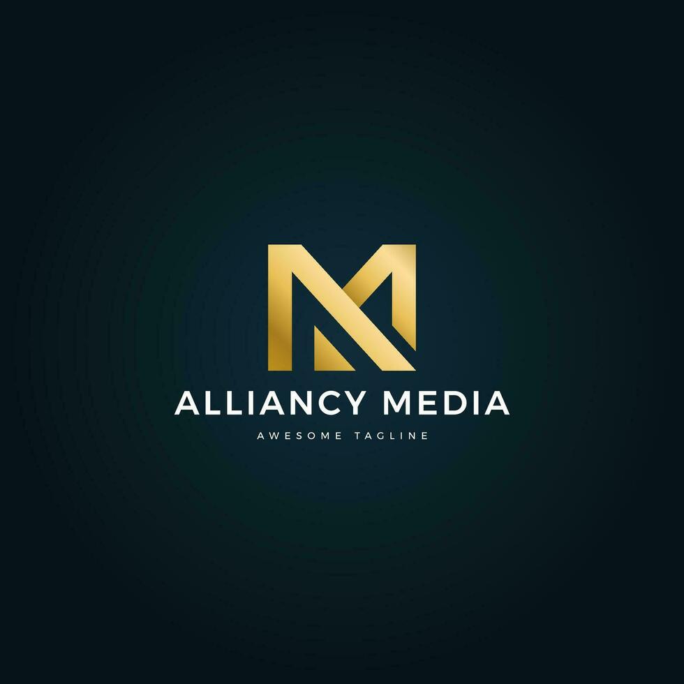 Inspiration logo initial letter AM abstract with tech style and gradient color vector